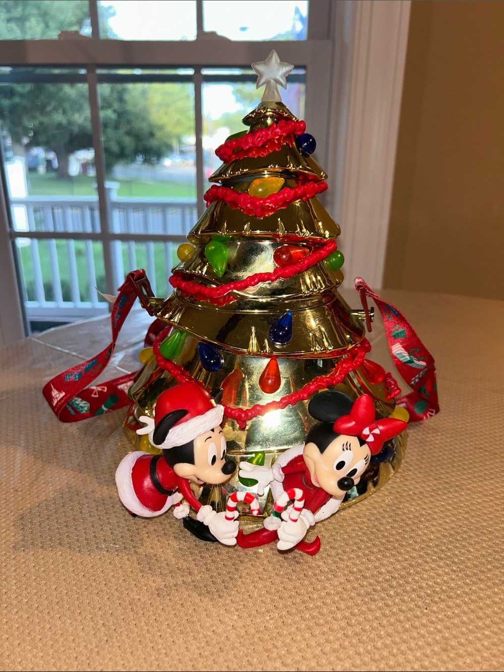 Mickey and Minnie Christmas Tree Popcorn Bucket from Disney World